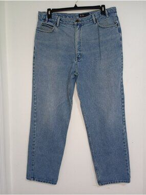 R&R Mens Light Wash Denim Jeans 40x30 Relaxed Fit Straight Leg 100% Cotton